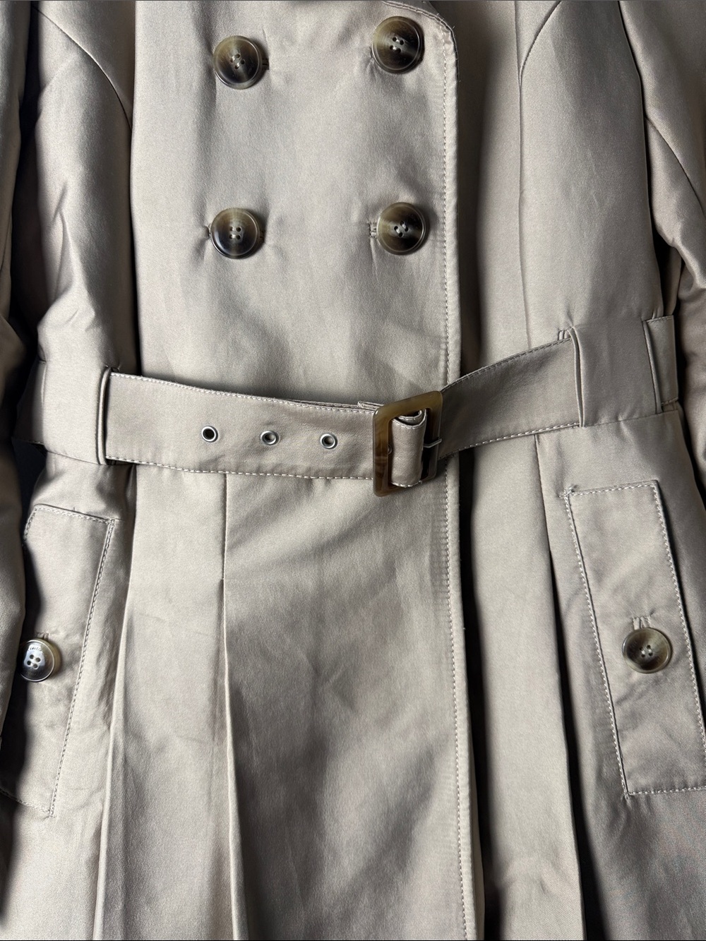 Kenneth Cole Classic Beige Double-Breasted Trench Coat with Belt GIII coat - Picture 3 of 11